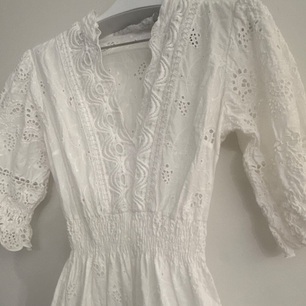 Temptation Positano Hollywood White Eyelet Lace Mini Dress XS Made in Italy